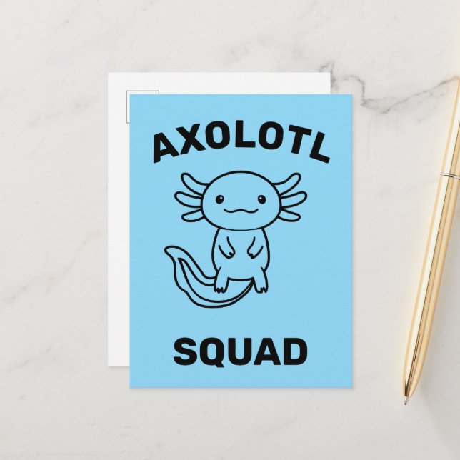 Rolig söt Axolotl-styrka anpassningsbar blå Vykort (Fram/Back In Situ)