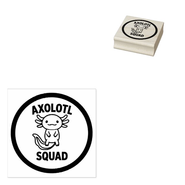 Rolig söt Axolotl-styrka anpassningsbar svart Stämpel (Stämplad)