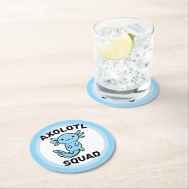 Rolig söt Axolotl-trupp anpassningsbar blå Underlägg Papper Rund