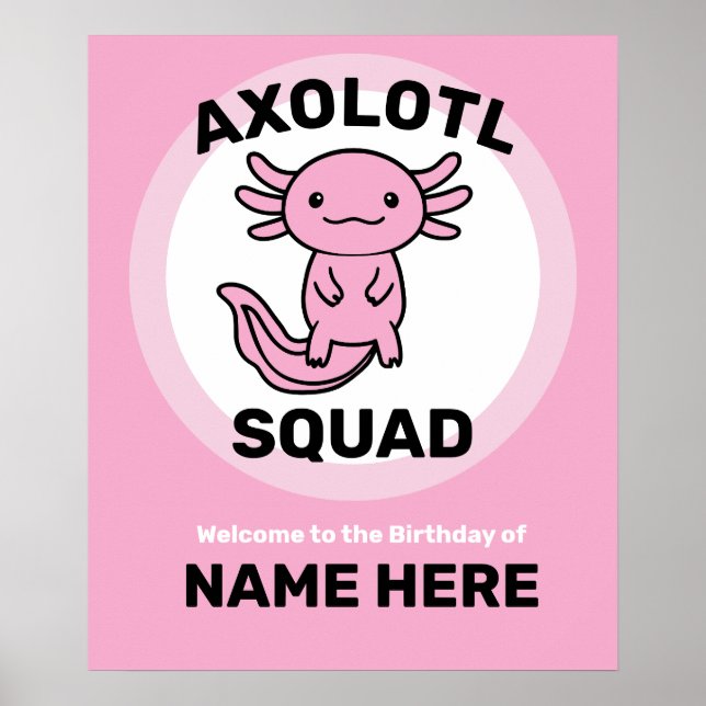 Rolig söt Axolotl-trupp anpassningsbar redigerbar  Poster (Framsidan)
