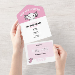 Rolig söt Axolotl-trupp anpassningsbar rosa
