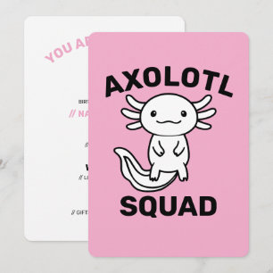Rolig söt Axolotl-trupp anpassningsbar rosa Inbjudningar