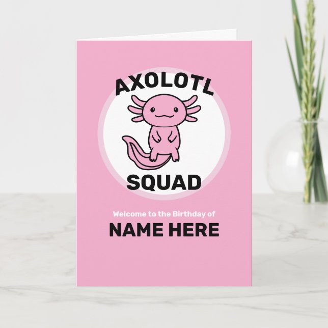 Rolig söt Axolotl-trupp anpassningsbar rosa Kort (Framsida)