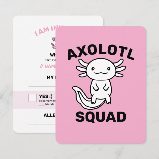 Rolig söt Axolotl-trupp anpassningsbar rosa OSA Kort (Fram/baksida)