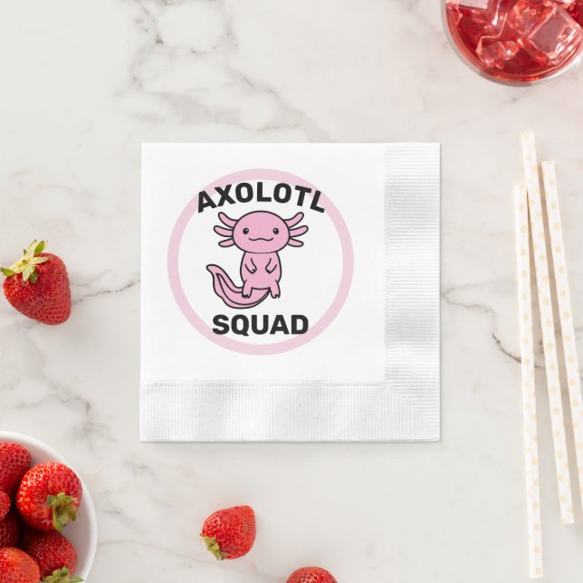 Rolig söt Axolotl-trupp anpassningsbar rosa Pappersservett (Insitu)