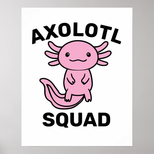 Rolig söt Axolotl-trupp anpassningsbar rosa Poster (Framsidan)
