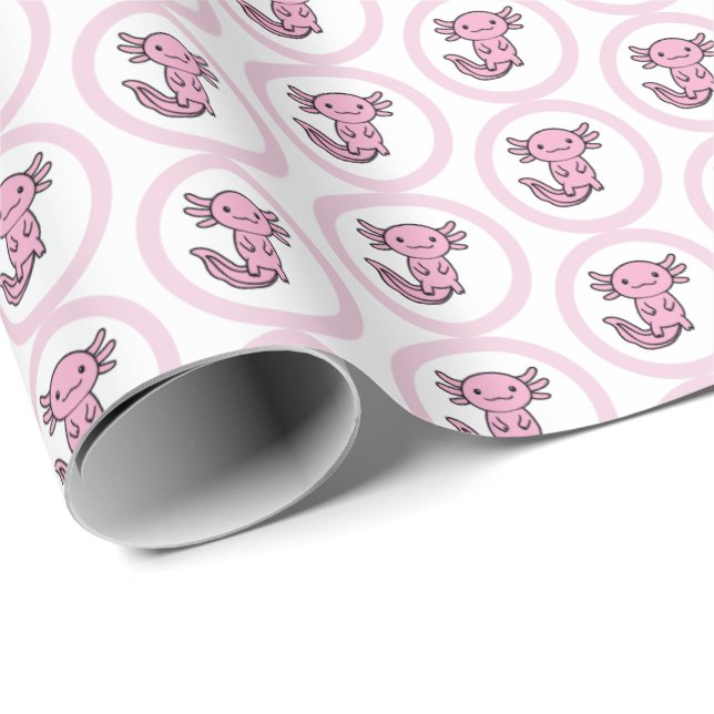 Rolig söt Axolotl-trupp anpassningsbar rosa Presentpapper (Rullad Hörn)