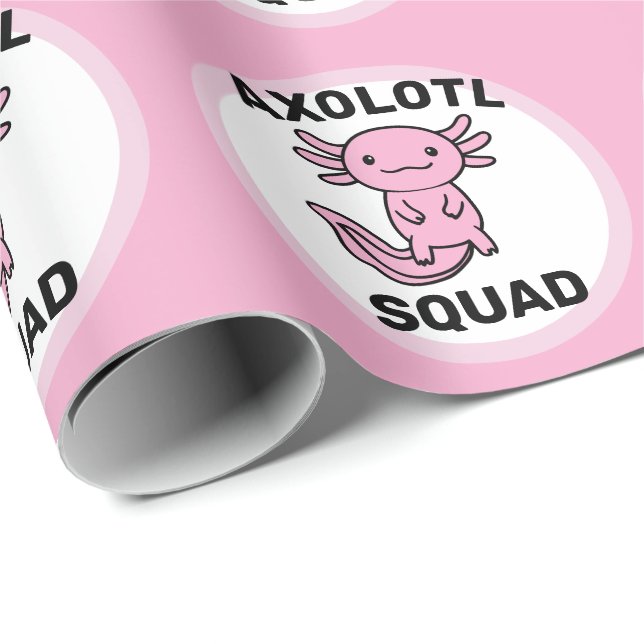 Rolig söt Axolotl-trupp anpassningsbar rosa Presentpapper (Rullad Hörn)