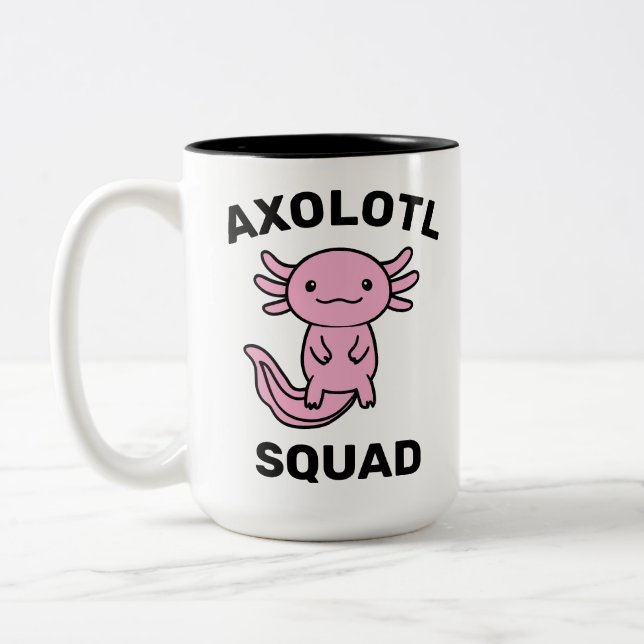 Rolig söt Axolotl-trupp anpassningsbar rosa Två-Tonad Mugg (Vänster)