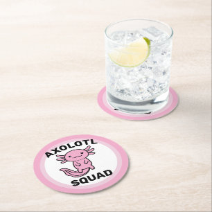 Rolig söt Axolotl-trupp anpassningsbar rosa Underlägg Papper Rund