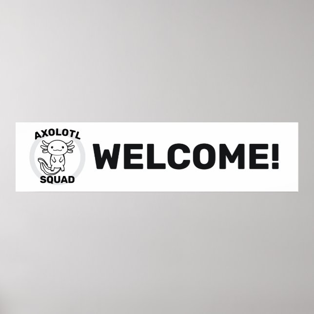 Rolig söt Axolotl-trupp anpassningsbar svart Poster (Framsidan)