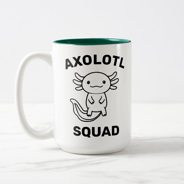 Rolig söt Axolotl-trupp anpassningsbar text Två-Tonad Mugg (Vänster)