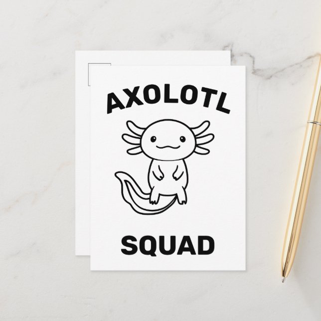 Rolig söt Axolotl-trupp anpassningsbar text Vykort (Fram/Back In Situ)