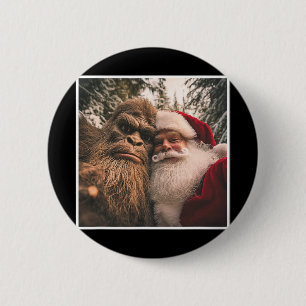 Rolig Söt Bigfoot Tomte Claus Selfie Jul Pa Knapp