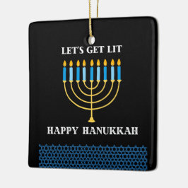 Rolig söt blå Hanukkah-ljusstake design Julgransprydnad Keramik