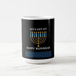 Rolig söt blå Hanukkah-menorah-design Magisk Mugg