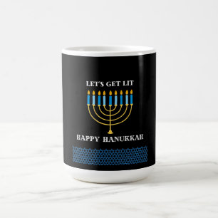 Rolig söt blå Hanukkah-menorah-design Magisk Mugg