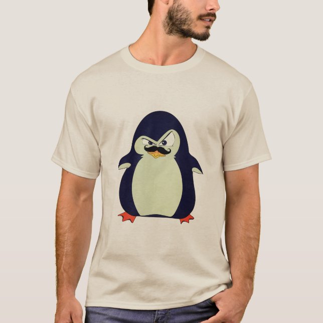 Rolig Söt Blå Mint Orange Ilsken Pingvin T Shirt (Framsida)