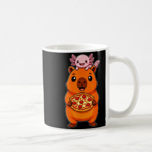 Rolig söt capybara och axolotl pizza kawaii kaffemugg
