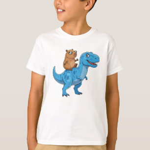 Rolig söt Capybara ridande Dinosaurie T Rex Dino P Shirt