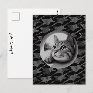 Rolig Söt Cool Katt Vad är Upp Djur Hej Meow Vykort