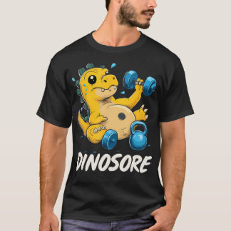 Rolig söt dinosaurie träning gym fitness tyngdlyft t shirt