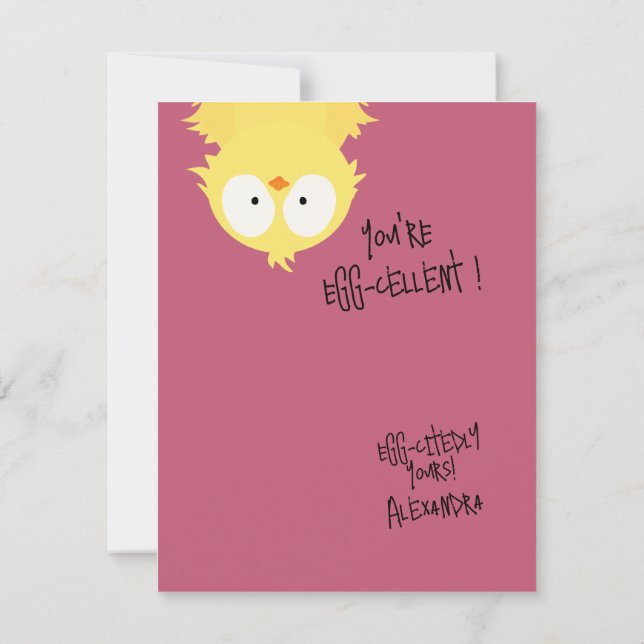 Rolig söt “Du är Ägg-cellent” Kyckling Puns  Anteckningskort (Baksida)