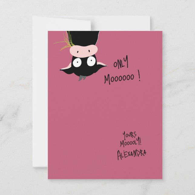 Rolig söt “Endast Moooooo” Ko Pun  Anteckningskort (Baksida)