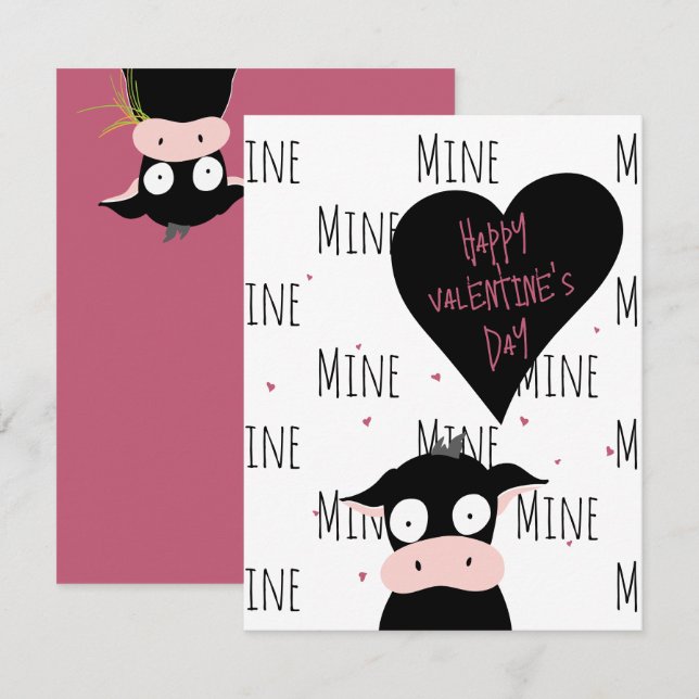 Rolig Söt “Endast Moooooo” Kopp Punsch Kort (Fram/baksida)