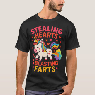 Rolig Söt Enhörning Stjäl Hjärtan Smäller T Shirt