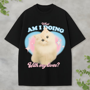 Rolig Söt Existentiell Katt Meme Pastell Retro Sti T Shirt