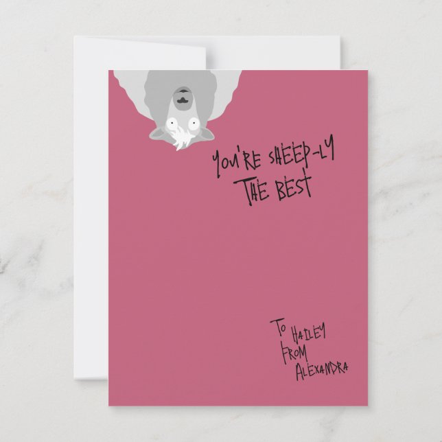 Rolig Söt Får Den Bästa Får Puns Anpassningsbar Kort (Baksida)