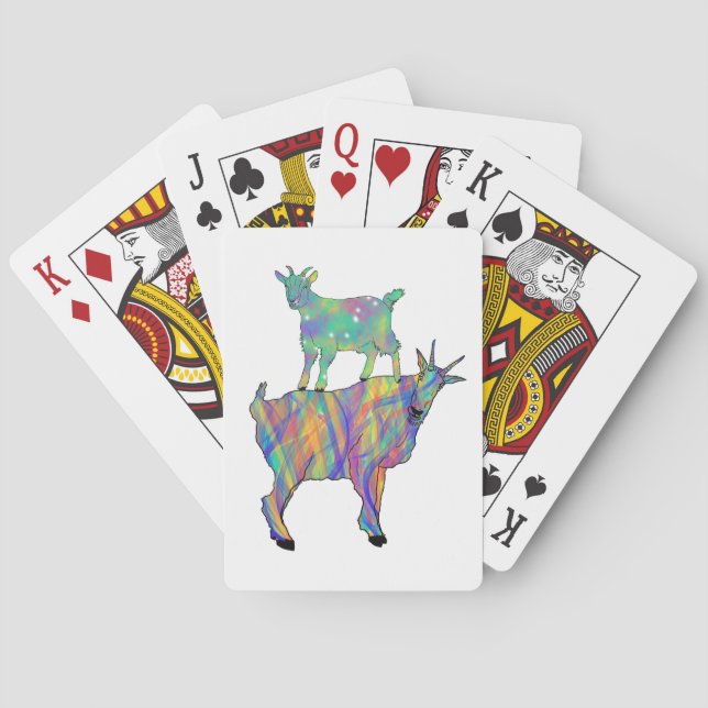 Rolig Söt Färgrik Psykedelisk Regnbåge Get Konst Casinokort (Baksidan)