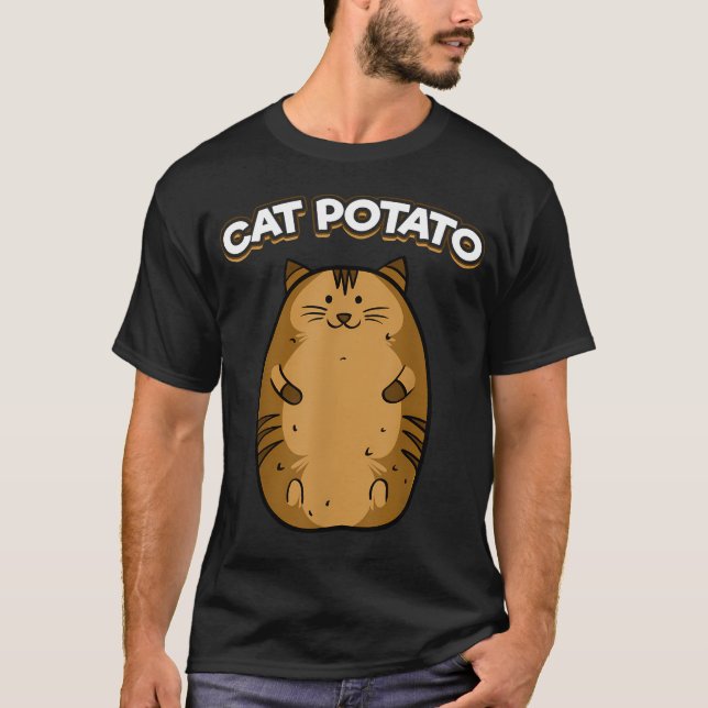Rolig söt fet potatis katt kattdjur t shirt (Framsida)