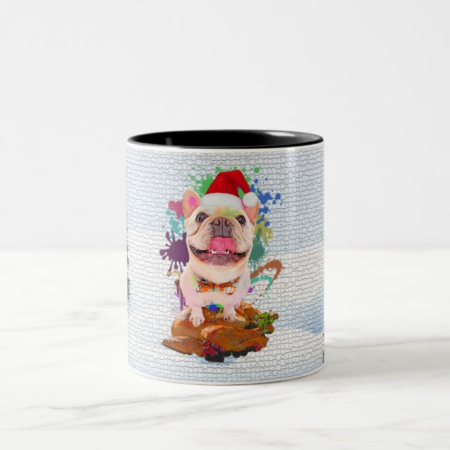 Rolig söt Frenchie Hund Yappy Jul Två-Tonad Mugg (Center)