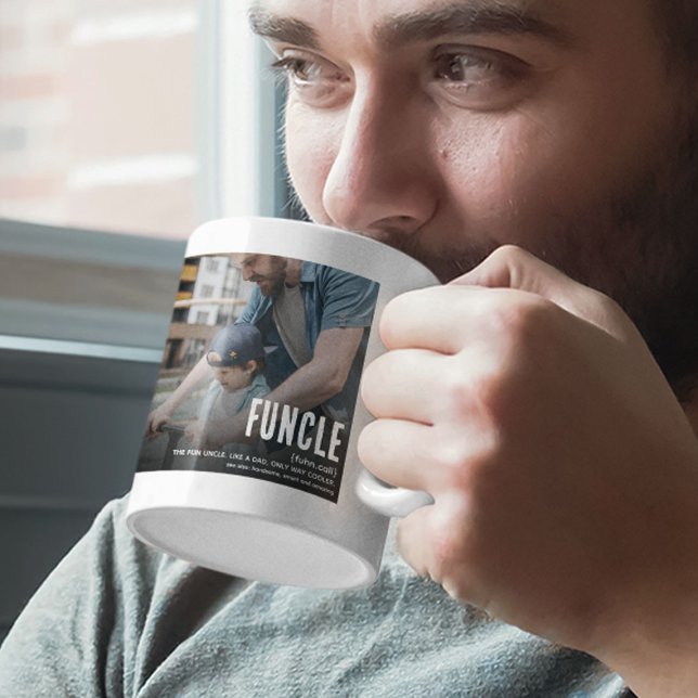 Rolig Söt FUNCLE 2 Foto Farbror Jul Kaffemugg (Skapare uppladdad)