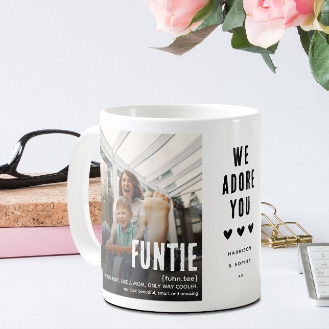 Rolig Söt FUNTIE 2 Foto Faster Jul Kaffemugg (Skapare uppladdad)