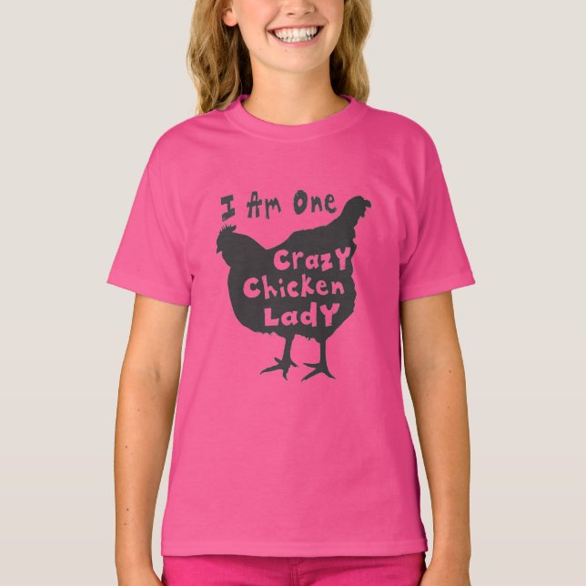 Rolig Söt Galen Kycklingdam T-Shirt (Framsida)