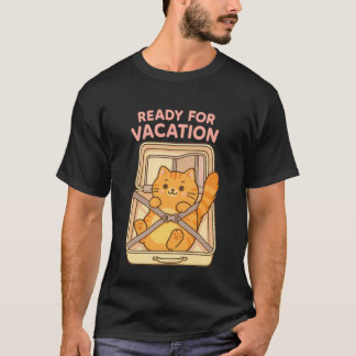 Rolig söt gingerkatt packad i resväska för semeste t shirt