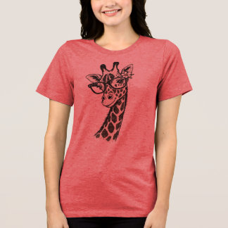 Rolig söt giraff med glasögon Damgrafisk T Shirt