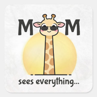 Rolig söt giraffmamma-dekal fyrkantigt klistermärke