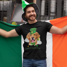 Rolig söt Golden Retriever Guld St. Patricks Day