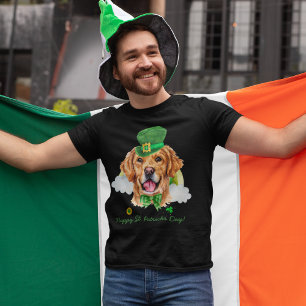 Rolig söt Golden Retriever Guld St. Patricks Day T Shirt