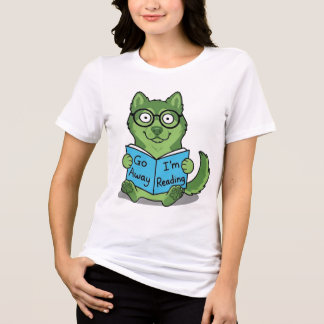 Rolig söt grön hund Försvinn Jag Läser T Shirt