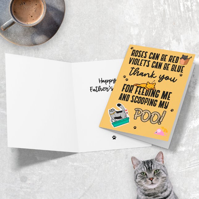 Rolig Söt Gul Glad Fars Dag Från Katt Kort (Skapare uppladdad)