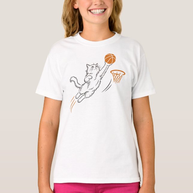 Rolig söt Hoops Katt T Shirt (Framsida)