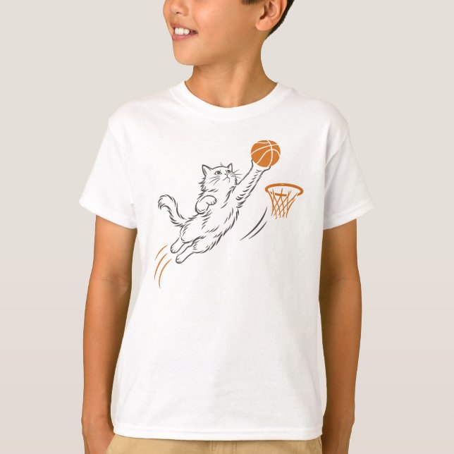 Rolig söt Hoops Katt T Shirt (Framsida)