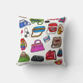 Rolig söt illustrerad handväsksmönster konst desig kudde