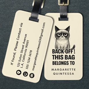 Rolig Söt Ilsken Katt Fet Typografi Humor Resa Bagagebricka