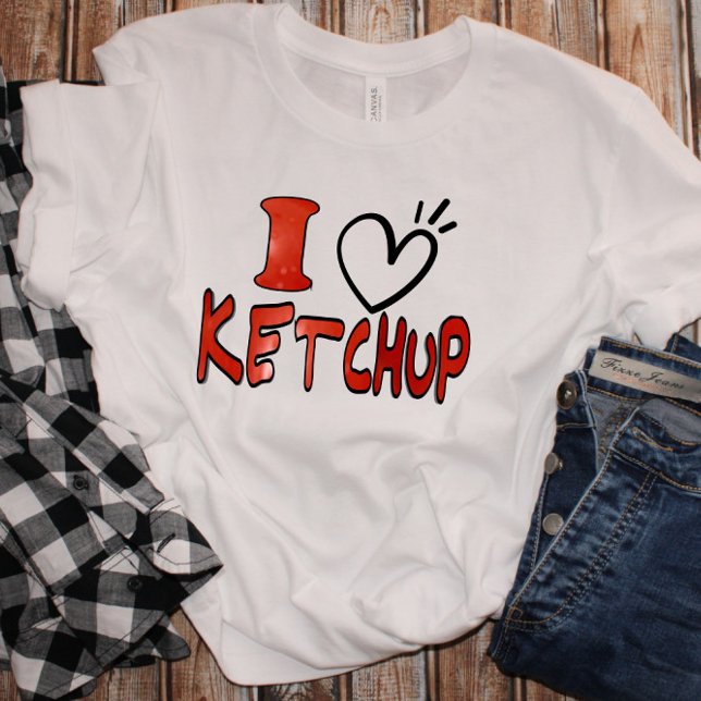 Rolig Söt Jag älskar Ketchup T Shirt (Skapare uppladdad)